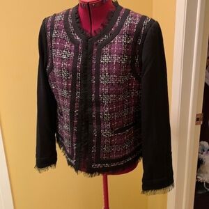 Katherine Tweed style jacket with contrasting sleeves